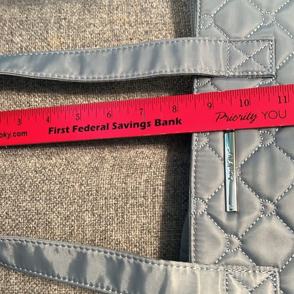 Luv Betsey blue quilted nylon tote with drop handles two outer pockets - Picture 11 of 11